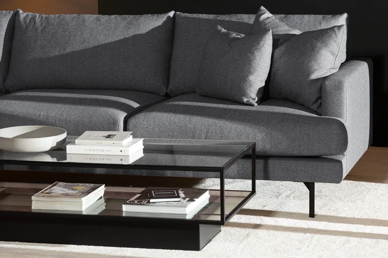 Menard 4-istuttava Vasenkätinen Syvä L-muotoinen Divaanisohva Kankaasta - Tummanharmaa - Huonekalut - Sohva - Divaanisohva - 4 istuttava sohva divaanilla