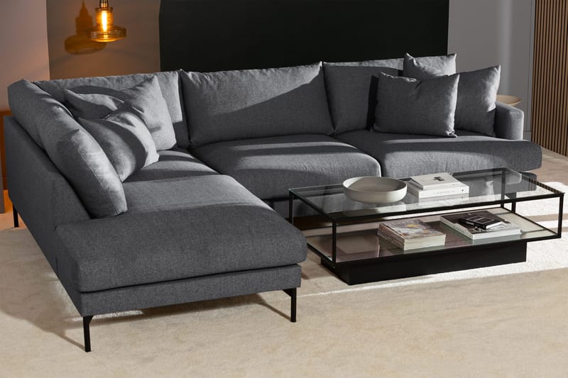 Menard 4-istuttava Vasenkätinen Syvä L-muotoinen Divaanisohva Kankaasta - Tummanharmaa - Huonekalut - Sohva - Divaanisohva - 4 istuttava sohva divaanilla