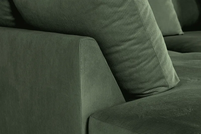 Menard 4-istuttava Vasenkätinen Syvä L-muotoinen Divaanisohva Manchesterista - Vihreä - Huonekalut - Sohva - Divaanisohva - 4 istuttava sohva divaanilla