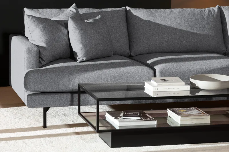 Menard 4-istuttava Oikeakätinen Syvä L-muotoinen Divaanisohva Kankaasta - Harmaa - Huonekalut - Sohva - Divaanisohva - 4 istuttava sohva divaanilla