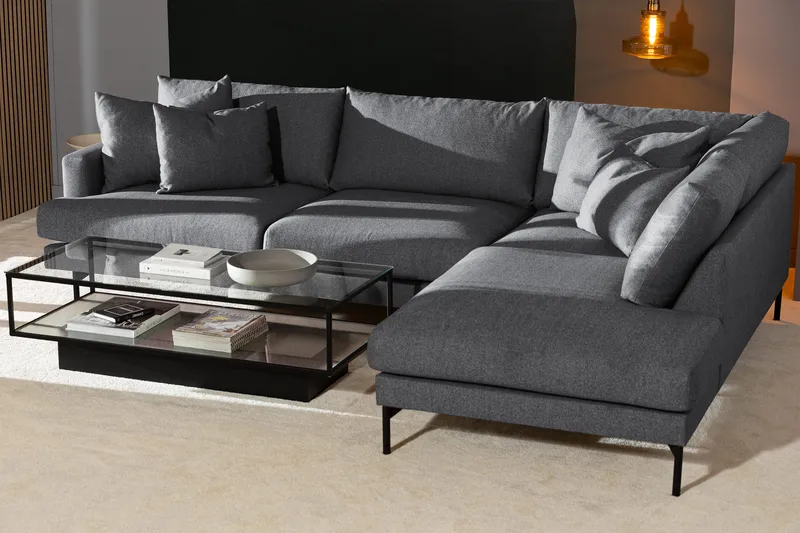 Menard 4-sits Soffa med Schäslong Höger - Tummanharmaa - Huonekalut - Sohva - Divaanisohva - 4 istuttava sohva divaanilla