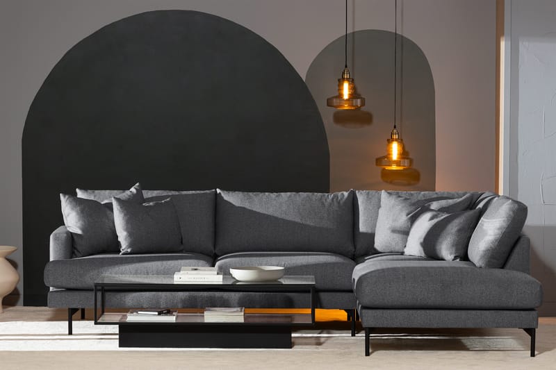 Menard 4-sits Soffa med Schäslong Höger - Tummanharmaa - Huonekalut - Sohva - Divaanisohva - 4 istuttava sohva divaanilla