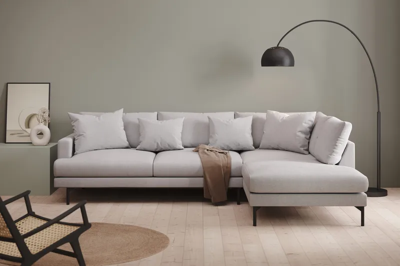 Menard 4-sits Soffa med Schäslong Höger - Vaaleanharmaa - Huonekalut - Sohva - Divaanisohva - 4 istuttava sohva divaanilla