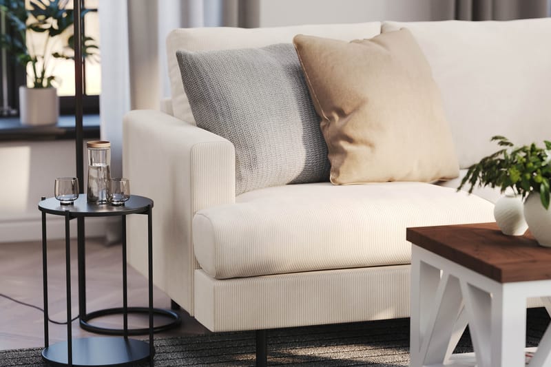 Menard Compact 4-istuttava Oikeakätinen L-muotoinen Divaanisohva Manchesterista - Beige - Huonekalut - Sohva - Divaanisohva - 4 istuttava sohva divaanilla