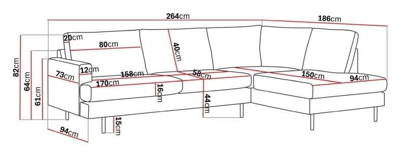 Menard Compact 4-istuttava Oikeakätinen L-muotoinen Divaanisohva Manchesterista - Beige - Huonekalut - Sohva - Divaanisohva - 4 istuttava sohva divaanilla