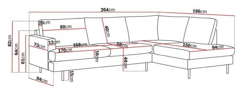 Menard Compact 4-istuttava Oikeakätinen L-muotoinen Divaanisohva Manchesterista - Harmaa - Huonekalut - Sohva - Divaanisohva - 4 istuttava sohva divaanilla