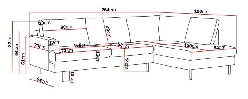 Menard Compact 4-istuttava Oikeakätinen L-muotoinen Divaanisohva Manchesterista - Tummanharmaa - Huonekalut - Sohva - Divaanisohva - 4 istuttava sohva divaanilla