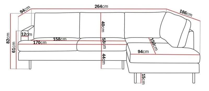 Menard Compact 4-istuttava Oikeakätinen L-muotoinen Divaanisohva Manchesterista - Vihreä - Huonekalut - Sohva - Divaanisohva - 4 istuttava sohva divaanilla