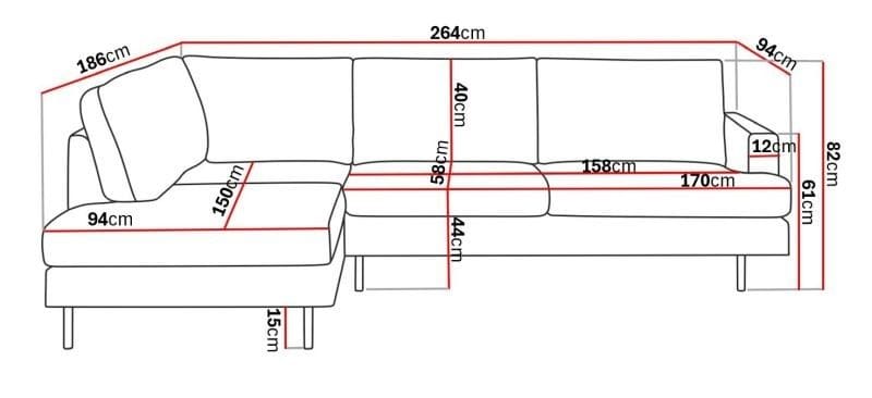 Menard Compact 4-istuttava Vasenkätinen L-muotoinen Divaanisohva Manchesterista - Beige - Huonekalut - Sohva - Divaanisohva - 4 istuttava sohva divaanilla