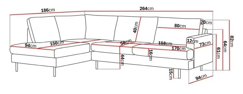 Menard Compact 4-istuttava Vasenkätinen L-muotoinen Divaanisohva Manchesterista - Tummanharmaa - Huonekalut - Sohva - Divaanisohva - 4 istuttava sohva divaanilla
