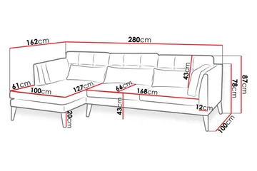 Pacyfic Divaanisohva 280x162x100 cm - Huonekalut - Sohva - Divaanisohva - 4 istuttava sohva divaanilla