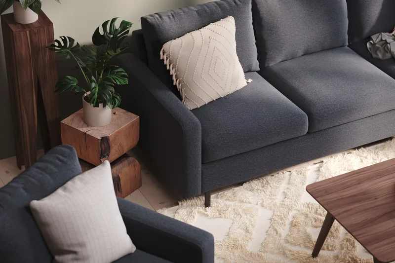 Peppe 4-istuttava Oikeakätinen L-muotoinen Divaanisohva Kankaasta - Tummanharmaa - Huonekalut - Sohva - Divaanisohva - 4 istuttava sohva divaanilla