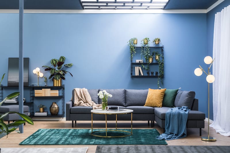 Peppe 4-istuttava Oikeakätinen L-muotoinen Divaanisohva Kankaasta - Tummanharmaa - Huonekalut - Sohva - Divaanisohva - 4 istuttava sohva divaanilla