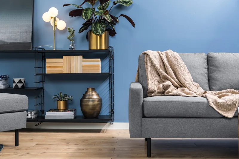 Peppe 4-istuttava Oikeakätinen L-muotoinen Divaanisohva Kankaasta - Vaaleanharmaa - Huonekalut - Sohva - Divaanisohva - 4 istuttava sohva divaanilla