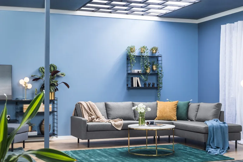 Peppe 4-istuttava Oikeakätinen L-muotoinen Divaanisohva Kankaasta - Vaaleanharmaa - Huonekalut - Sohva - Divaanisohva - 4 istuttava sohva divaanilla