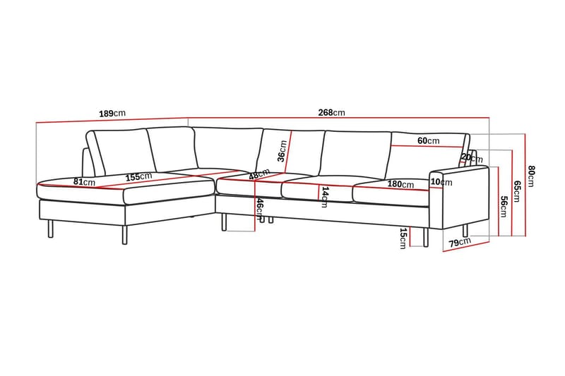 Peppe 4-istuttava Vasenkätinen L-muotoinen Leponojasohva Kankaalla - Vaaleanharmaa - Huonekalut - Sohva - Divaanisohva - 4 istuttava sohva divaanilla