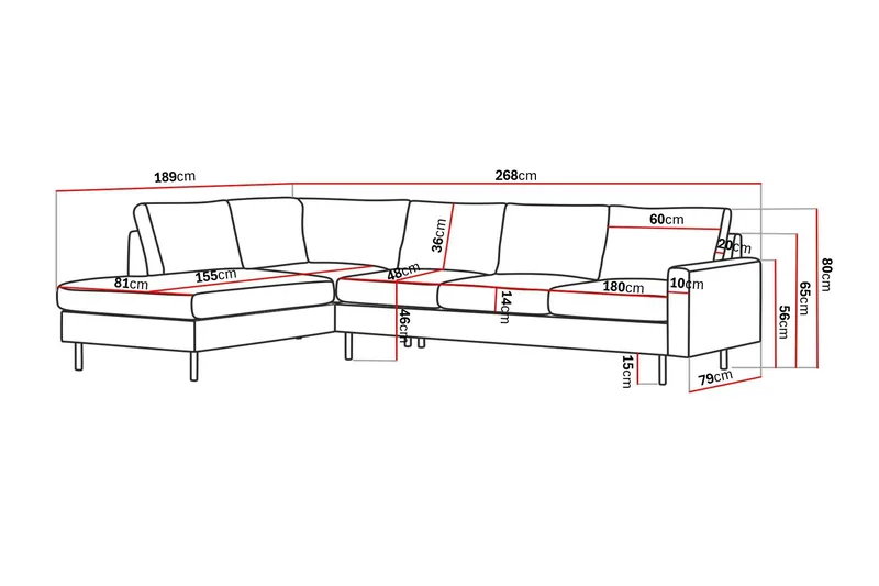 Peppe 4-istuttava Vasenkätinen L-muotoinen Leponojasohva Kankaalla - Vaaleanharmaa - Huonekalut - Sohva - Divaanisohva - 4 istuttava sohva divaanilla