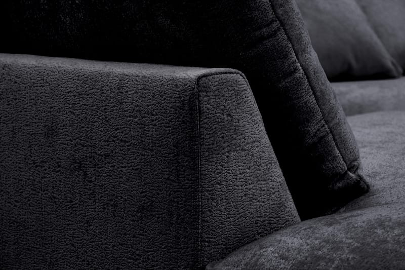 Rossita Lyx 4-istuttava Vasenkätinen L-muotoinen Extra Syvä Divaanisohva Chenille-kankaalla - Musta Chenille - Huonekalut - Sohva - Divaanisohva - 4 istuttava sohva divaanilla