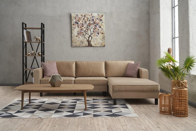 Sohva divaanilla Vivianna 4:n ist - Beige - Huonekalut - Sohva - Divaanisohva - 4 istuttava sohva divaanilla