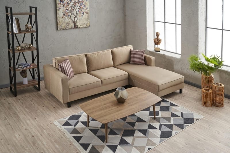 Sohva divaanilla Vivianna 4:n ist - Beige - Huonekalut - Sohva - Divaanisohva - 4 istuttava sohva divaanilla