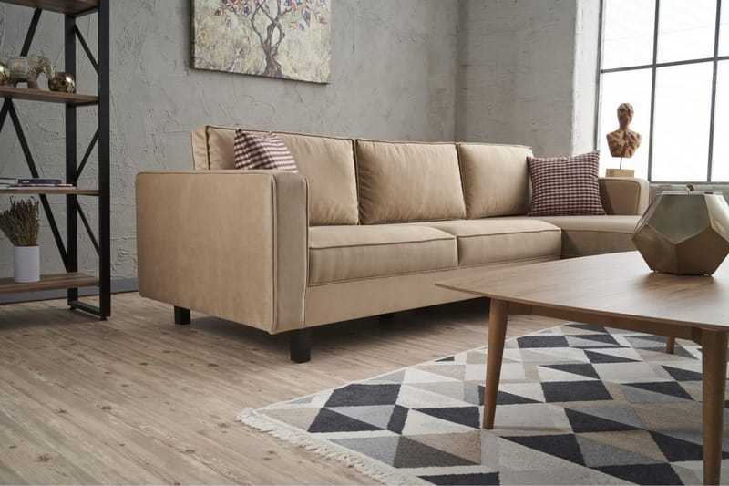 Sohva divaanilla Vivianna 4:n ist - Beige - Huonekalut - Sohva - Divaanisohva - 4 istuttava sohva divaanilla