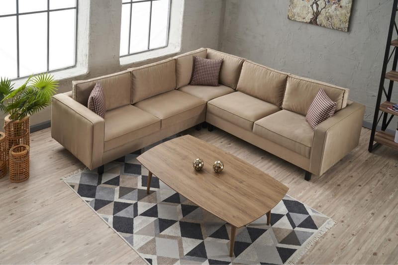 Sohva divaanilla Vivianna 4:n ist - Beige - Huonekalut - Sohva - Divaanisohva - 4 istuttava sohva divaanilla