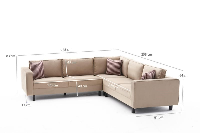 Sohva divaanilla Vivianna 4:n ist - Beige - Huonekalut - Sohva - Divaanisohva - 4 istuttava sohva divaanilla