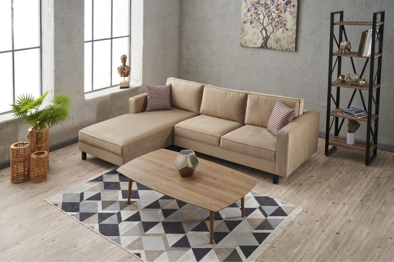 Sohva divaanilla Vivianna 4:n ist - Beige - Huonekalut - Sohva - Divaanisohva - 4 istuttava sohva divaanilla