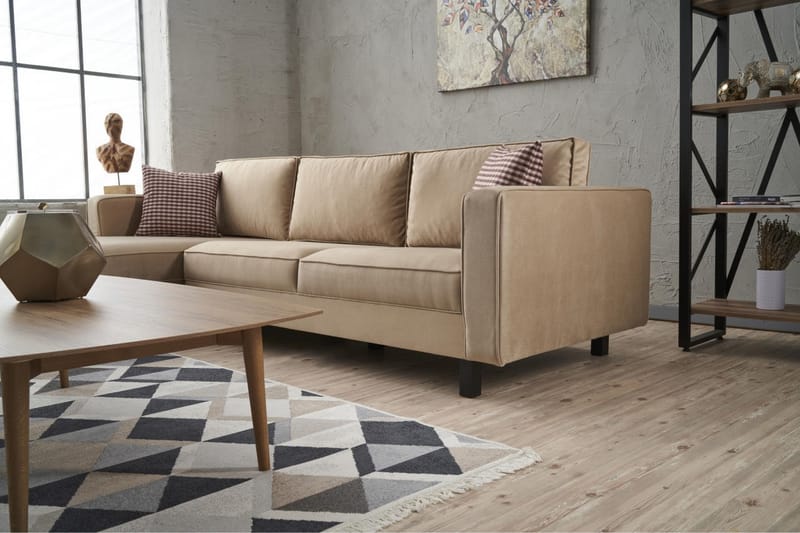 Sohva divaanilla Vivianna 4:n ist - Beige - Huonekalut - Sohva - Divaanisohva - 4 istuttava sohva divaanilla