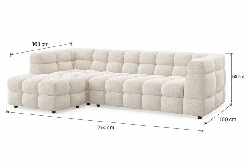 4-istuttava Sohva Elise divaanilla Vasemmalla - Beige - Huonekalut - Sohva - Divaanisohva