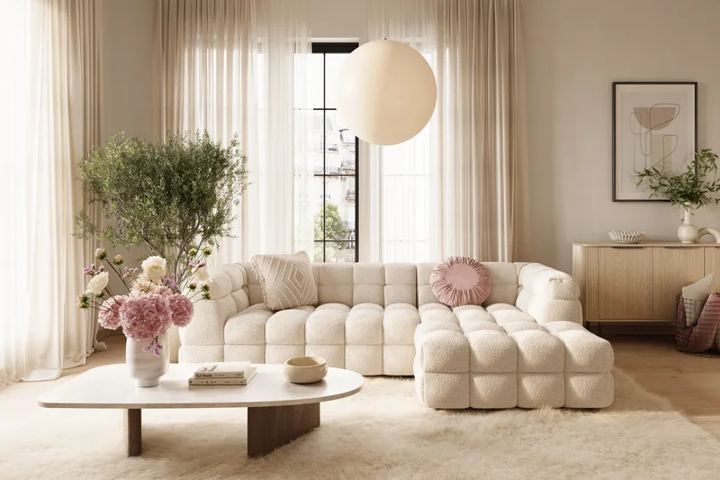 4-istuttava Sohva Elise divaanilla Vasemmalla - Beige - Huonekalut - Sohva - Divaanisohva