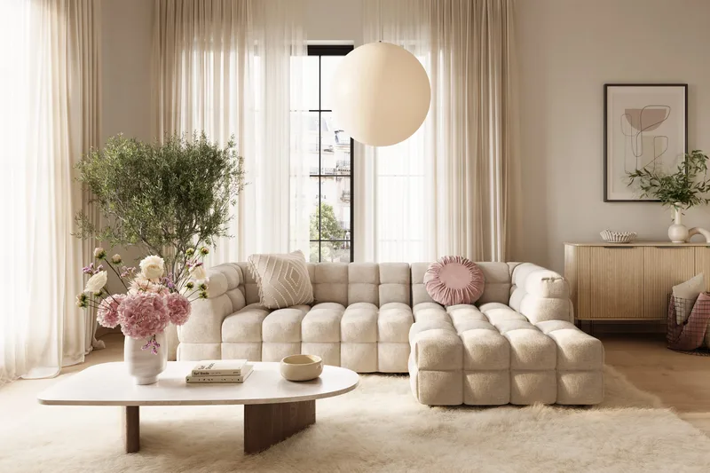 4-istuttava Sohva Elise divaanilla Vasemmalla - Beige - Huonekalut - Sohva - Divaanisohva