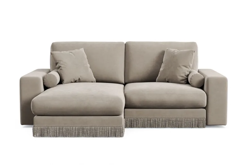 Arken Lyx 3-istuttava Käännettävä L-muotoinen Syvä Divaanisohva Sametista, Beige