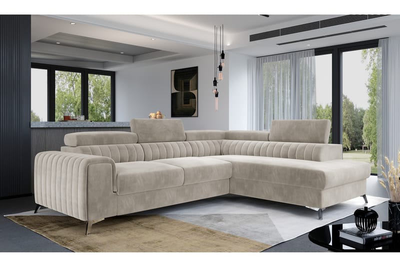 Avopäätysohva Laucha Oikea - Beige - Huonekalut - Sohva - Divaanisohva