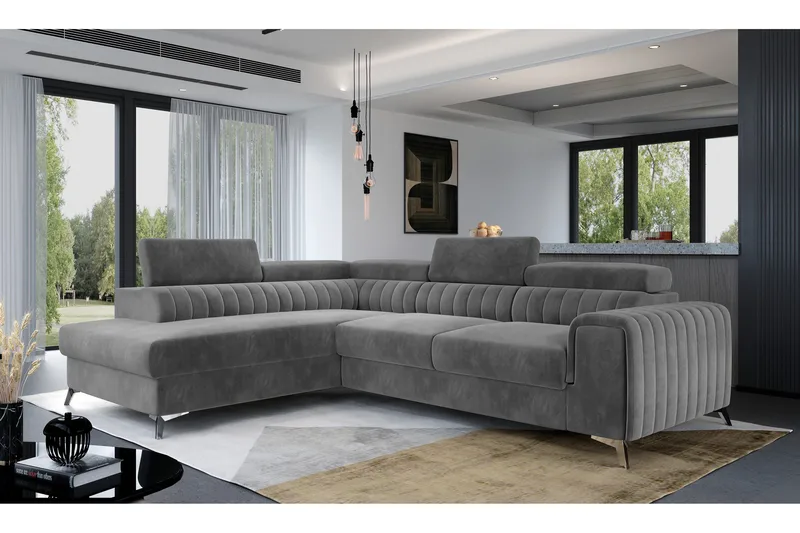 Avopäätysohva Laucha Vasen - Harmaa - Huonekalut - Sohva - Vuodesohva