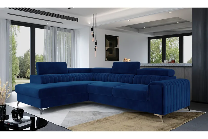 Avopäätysohva Laucha Vasen - Sininen - Huonekalut - Sohva - Divaanisohva