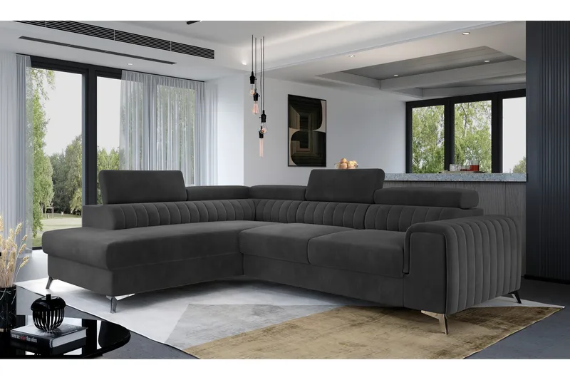 Avopäätysohva Laucha Vasen, Tummanharmaa