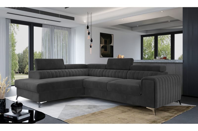 Avopäätysohva Laucha Vasen, Tummanharmaa