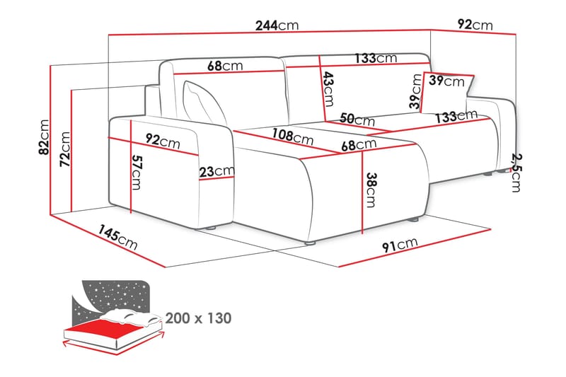 Barile sohva divaanilla, 3-ist. - Vaaleanharmaa - Huonekalut - Sohva - Divaanisohva - 3 istuttava sohva divaanilla