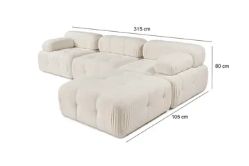 Belgin Kupliva Divaanisohva 3-istuttava 315 cm - Vaaleabeige - Huonekalut - Sohva - Moduulisohva - Moduulisohvakokonaisuus