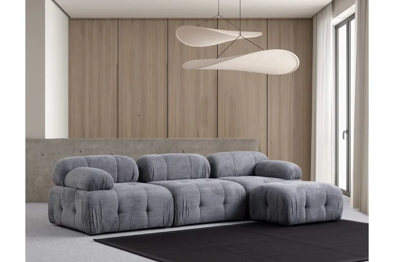 Belgin Sohva divaanilla 3-istuttava - Harmaa - Huonekalut - Sohva - Moduulisohva - Moduulisohvakokonaisuus