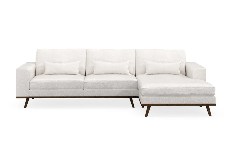 Copenhagen 4-istuttava Oikeakätinen L-muotoinen Divaanisohva Bouclélla - Valkoinen - Huonekalut - Sohva - Divaanisohva