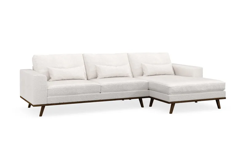 Copenhagen 4-istuttava Oikeakätinen L-muotoinen Divaanisohva Bouclélla - Valkoinen - Huonekalut - Sohva - Divaanisohva
