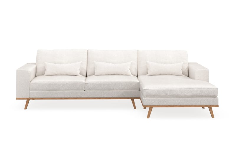 Copenhagen 4-istuttava Oikeakätinen L-muotoinen Divaanisohva Bouclélla - Valkoinen - Huonekalut - Sohva - Divaanisohva