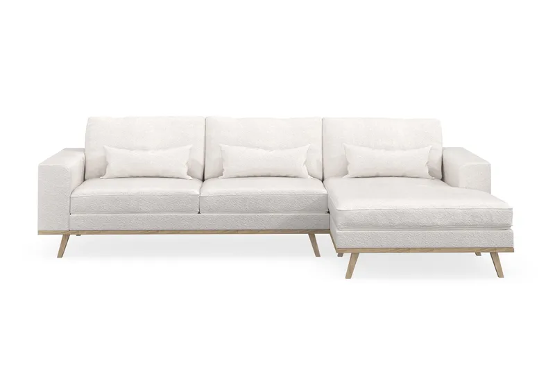 Copenhagen 4-istuttava Oikeakätinen L-muotoinen Divaanisohva Bouclélla - Valkoinen - Huonekalut - Sohva - Divaanisohva