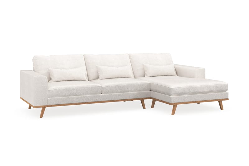 Copenhagen 4-istuttava Oikeakätinen L-muotoinen Divaanisohva Bouclélla - Valkoinen - Huonekalut - Sohva - Divaanisohva
