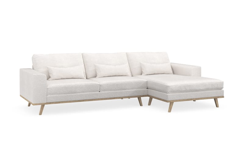 Copenhagen 4-istuttava Oikeakätinen L-muotoinen Divaanisohva Bouclélla - Valkoinen - Huonekalut - Sohva - Divaanisohva
