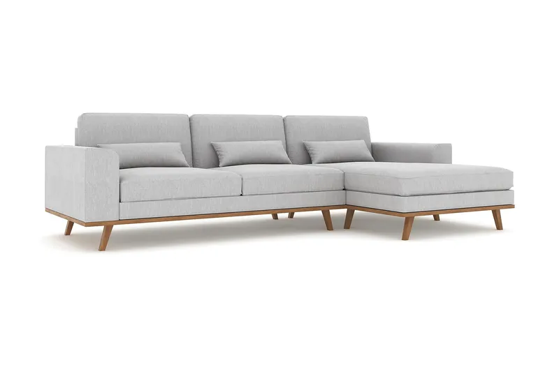 Copenhagen 4-istuttava Oikeakätinen L-muotoinen Divaanisohva Kankaalla - Harmaa - Huonekalut - Sohva - Divaanisohva