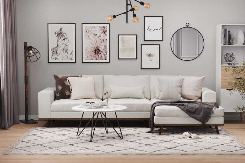 Copenhagen 4-istuttava Oikeakätinen L-muotoinen Divaanisohva Kankaalla - Vaaleanharmaa - Huonekalut - Sohva - Divaanisohva