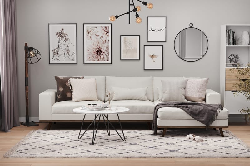 Copenhagen 4-istuttava Oikeakätinen L-muotoinen Divaanisohva Kankaalla - Vaaleanharmaa - Huonekalut - Sohva - Divaanisohva